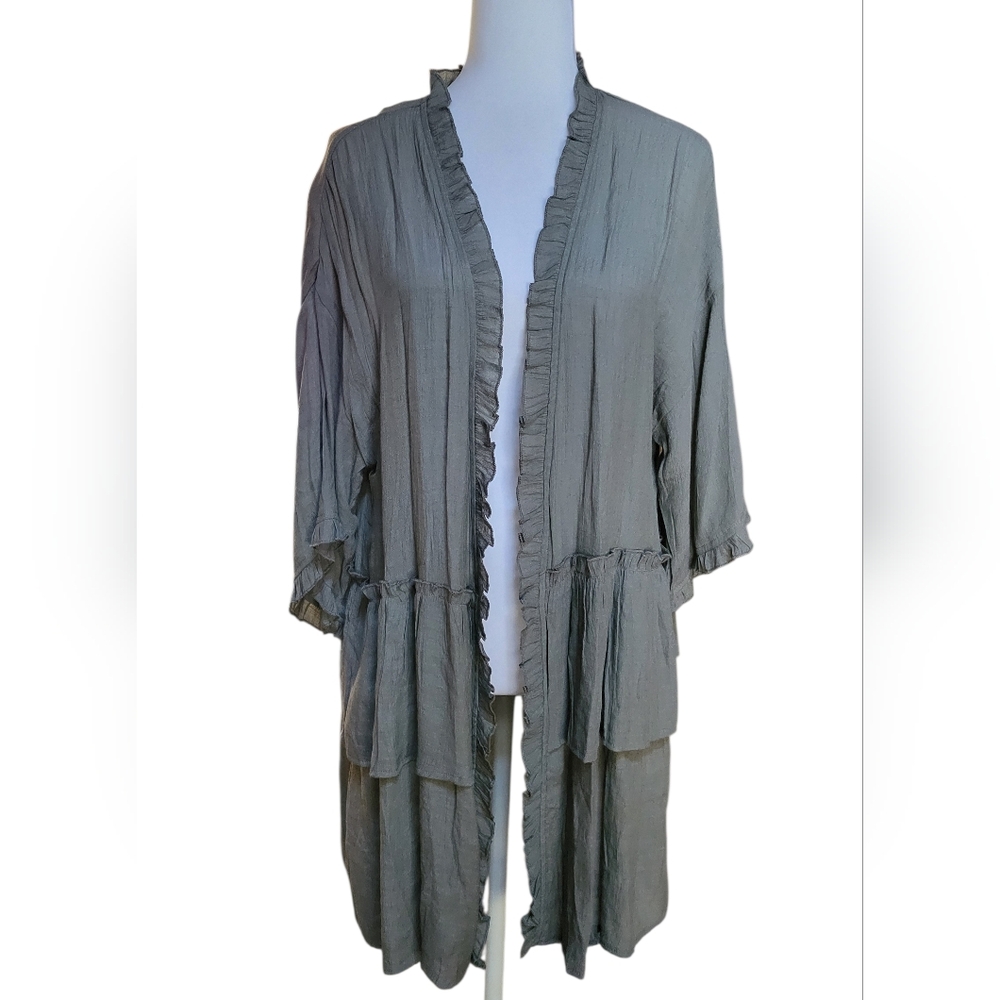 EASEL Ruffled Open Cardigan Kimono